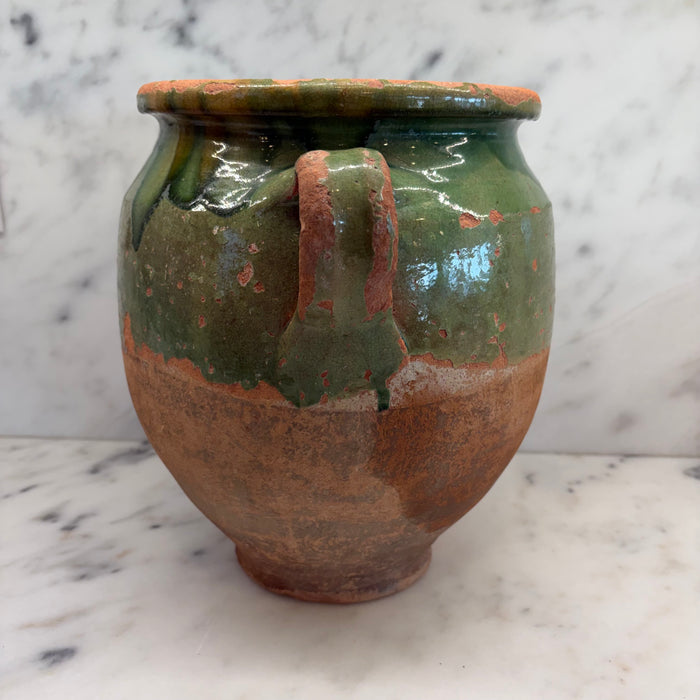 French Confit Pot with Green Glaze from the 19th Century #9071
