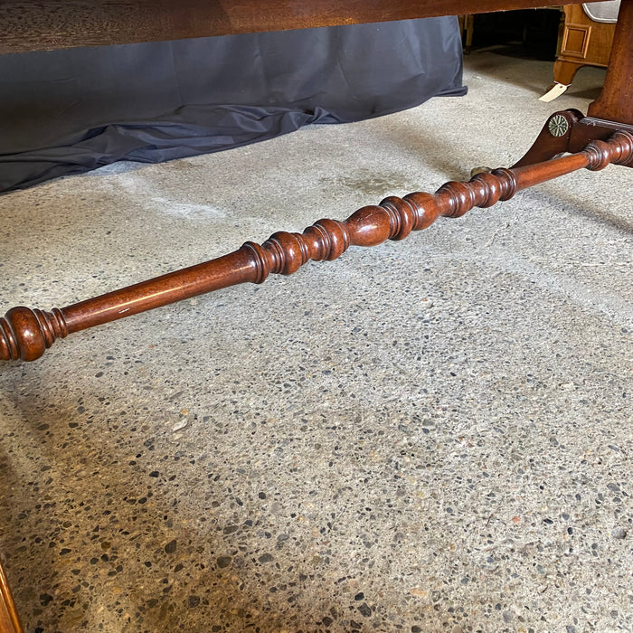 British Regency Style Mahogany Partners Two Sided Desk or Writing Table with Embossed Leather Top