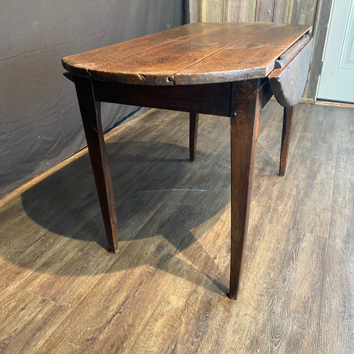 Early Primitive French Country 18th Century Oval Drop Leaf Side Table or Small Dining Table