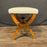 Antique French Biedermeier Scissors Stool, Bench or Small Ottoman with New Upholstery