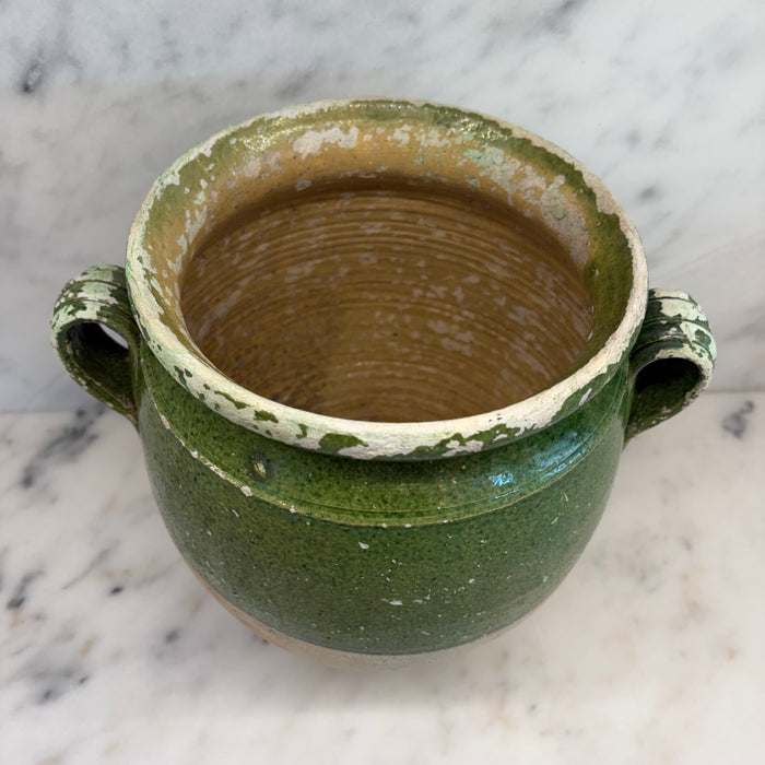 French Confit Pot with Green Glaze from the 19th Century #9067
