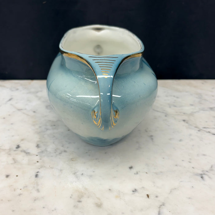French Faience Three-Piece Vase and Jardinière Set with Swallows by Keller and Guerin