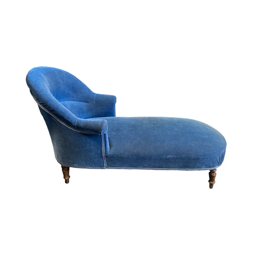 French Napoleon III Chaise Lounge, Daybed, Fainting Couch or Recamier with Original Deep Blue Mohair