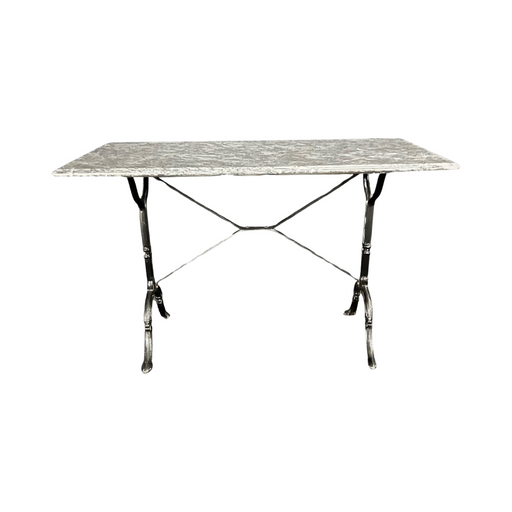 French Marble Top Bistro or Cafe Table with Iron Base