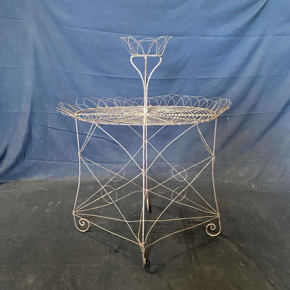 antique pot plant stand English Late Victorian White Wire and Metal Two Tier Iron Garden Plant — The Art of Antiquing