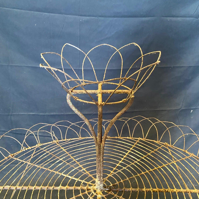 English Late Victorian White Wire and Metal Two Tier Iron Garden Plant Stand