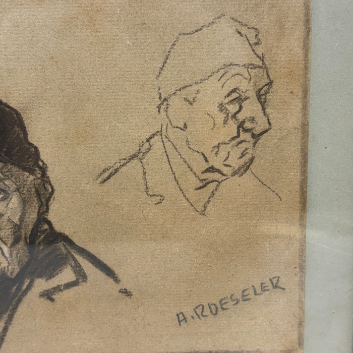 Signed A. Roeseler Drawing of Men