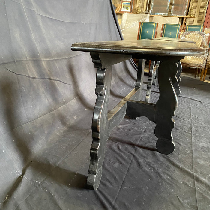 Pair of Antique Spanish Ebony Demilune Tables, Consoles or Side Tables