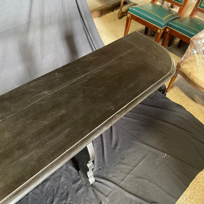 Pair of Antique Spanish Ebony Demilune Tables, Consoles or Side Tables