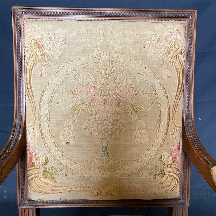 Set of Four Period Museum Quality French Louis XVI Fauteuils or Armchairs with Original Hand Stitched Fabric