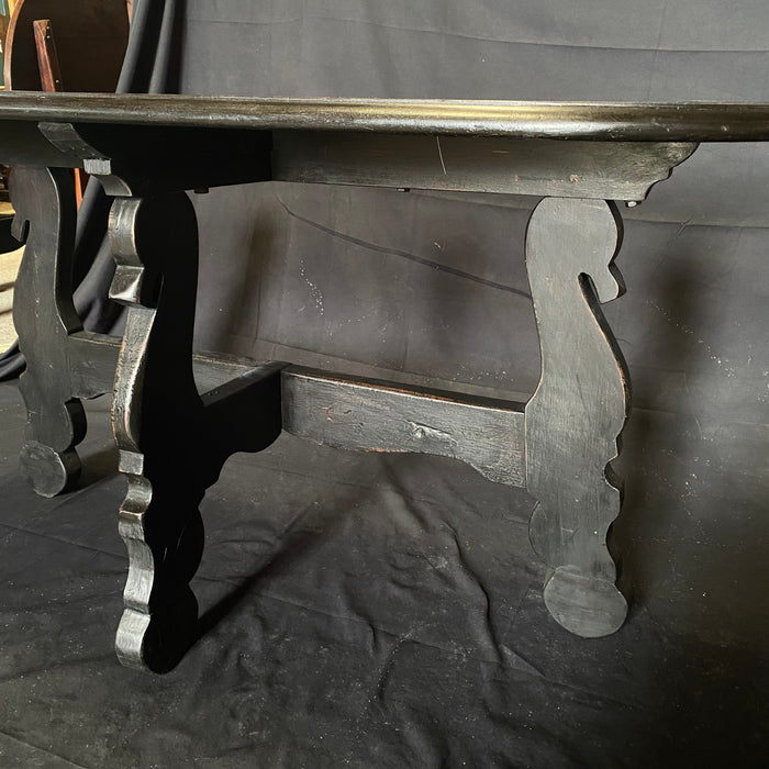 Pair of Antique Spanish Ebony Demilune Tables, Consoles or Side Tables