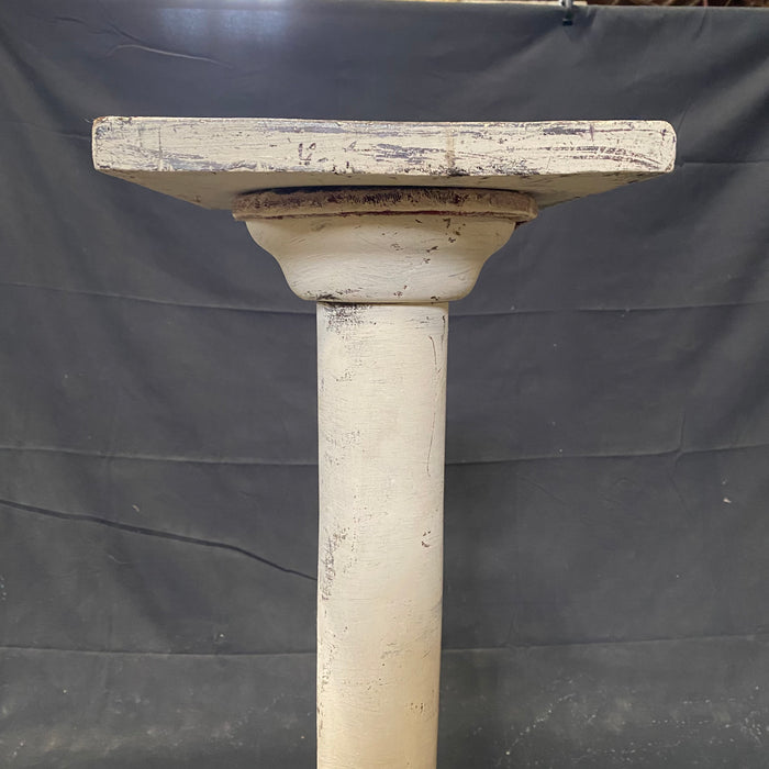 French Early Pedestal Early Wood Plant Stand or Column with Original Paint