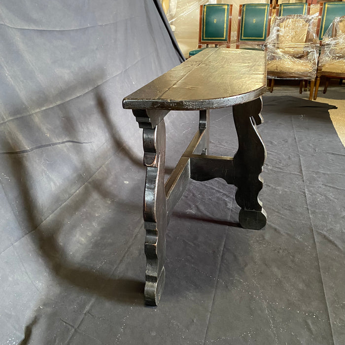 Pair of Antique Spanish Ebony Demilune Tables, Consoles or Side Tables