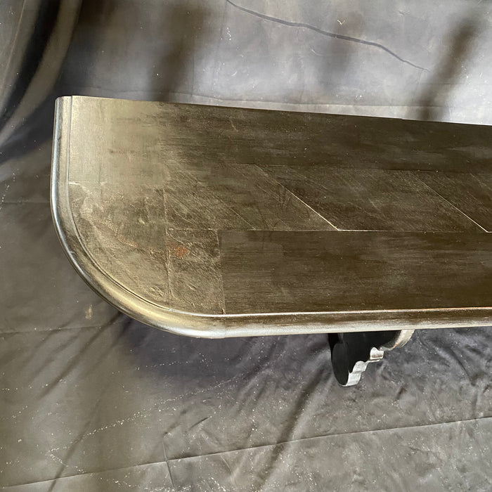 Pair of Antique Spanish Ebony Demilune Tables, Consoles or Side Tables