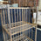French Industrial Wood Bakers Rack on Casters with Two Shelves