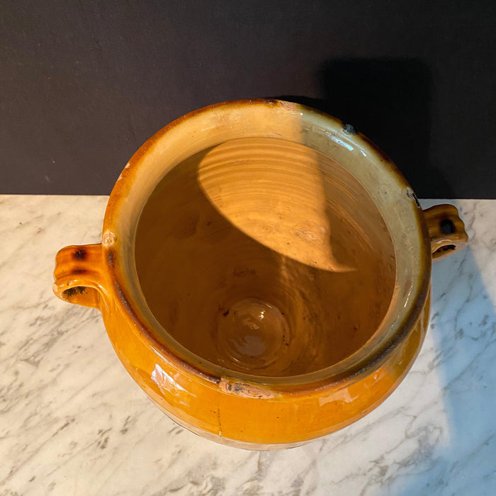 French Large Confit Pot with Yellow Glaze from the 19th Century #2884