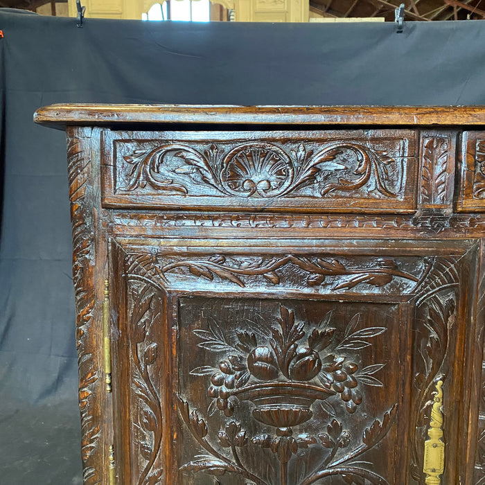 French 18th Century Beautifully Carved Walnut Buffet, Sideboard or Console Table Cabinet