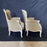 Pair of Period Carved French Louis XV Moss Green Original Mohair Armchairs or Bergeres in Original Paint with Brass Beading