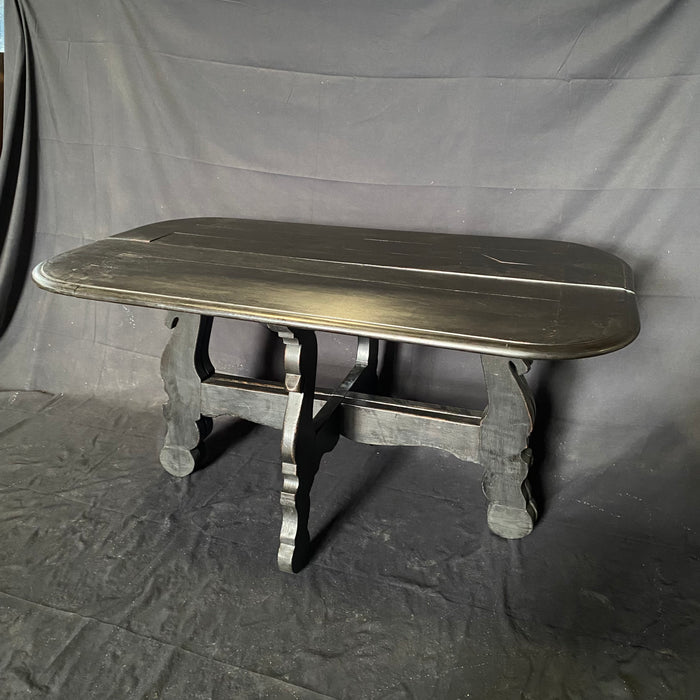 Pair of Antique Spanish Ebony Demilune Tables, Consoles or Side Tables