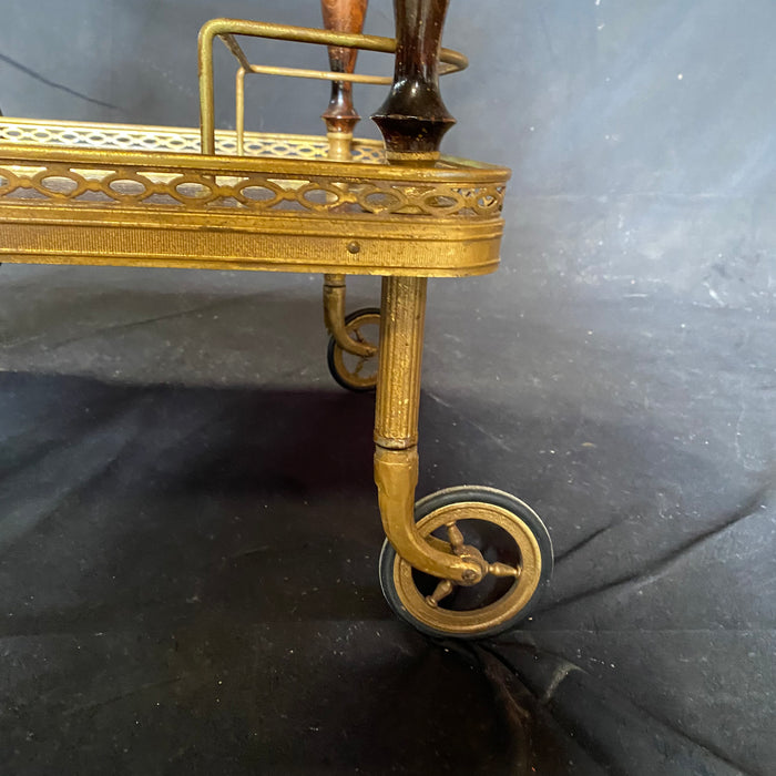 French Mid-Century Modern Bar Trolley or Bar Cart with Brass and Formica Wood