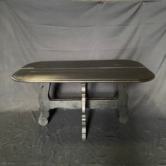 Pair of Antique Spanish Ebony Demilune Tables, Consoles or Side Tables