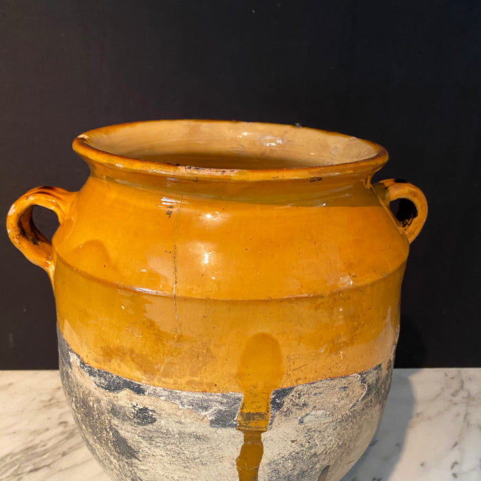 French Large Confit Pot with Yellow Glaze from the 19th Century #2884