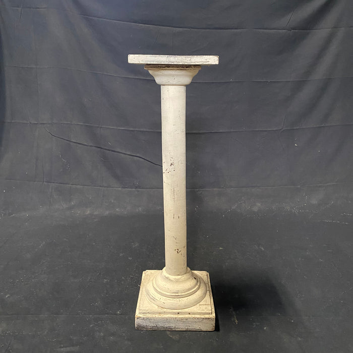 French Early Pedestal Early Wood Plant Stand or Column with Original Paint