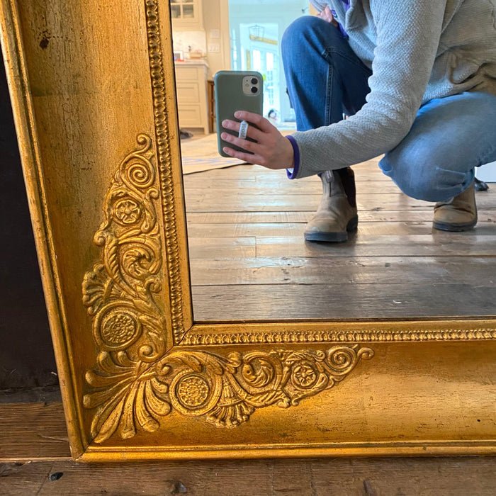 Large French Empire Style Mirror with Gold Gilt Finish