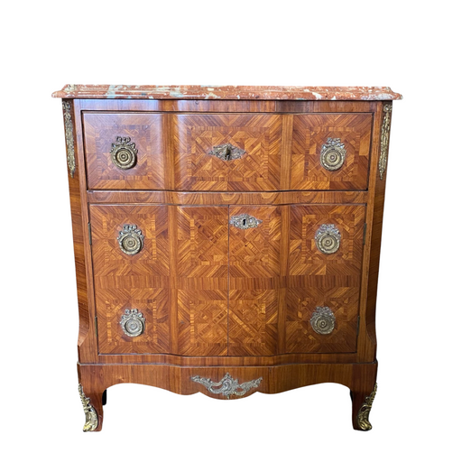Antique Italian Louis XV Style Inlaid Marble Top Cabinet, Chest, Commode or Media Cabinet or Console