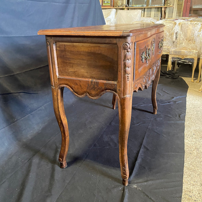 French 19th Century Provincial Carved Walnut Console, Sideboard or Buffet Table