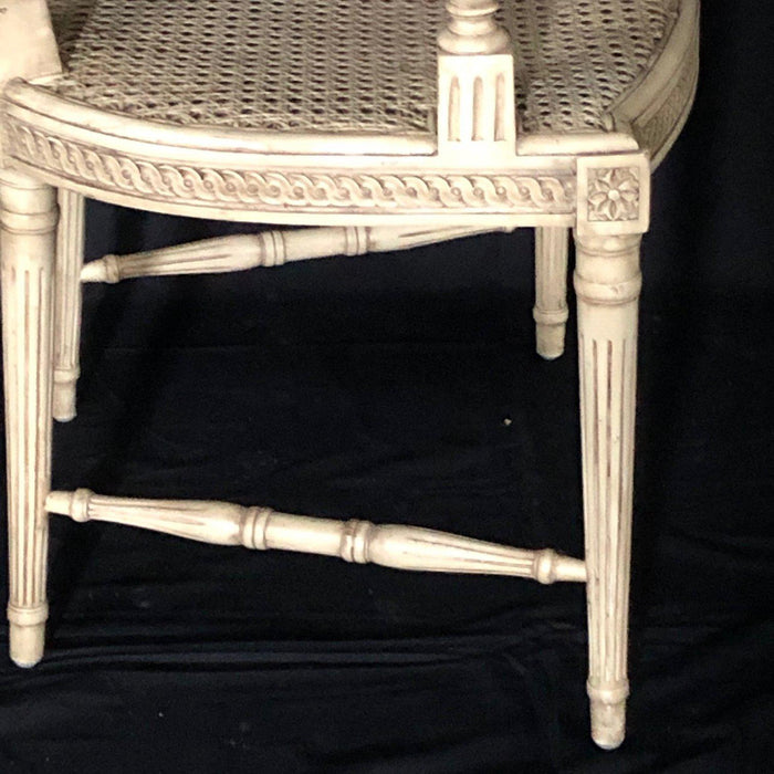 Antique Dining Chairs Louis XVI French Walnut Wood Cane Rattan
