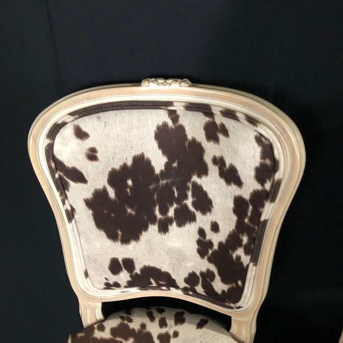 Set of Three French Louis XV Style Cerused Side Chairs with Faux Hide upholstery