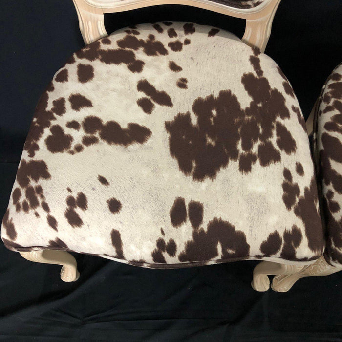 Set of Three French Louis XV Style Cerused Side Chairs with Faux Hide upholstery