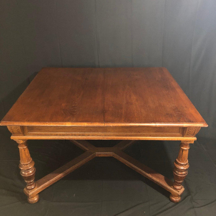 Antique oak table with leaf and drawer