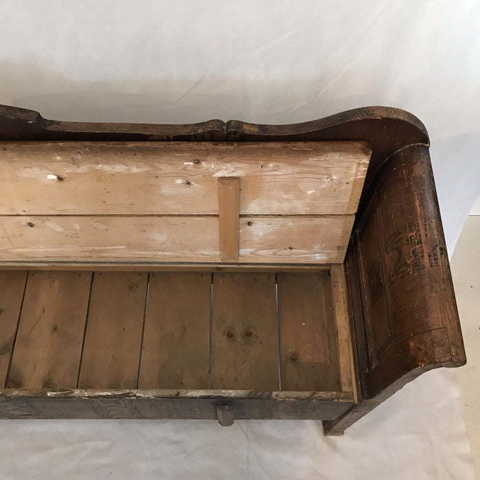 Antique Romanian Bench - Inside Bench View - For Sale