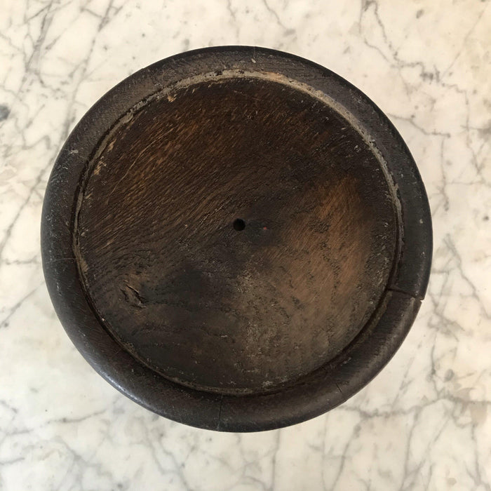 Oak biscuit barrel with silver crest and lid 