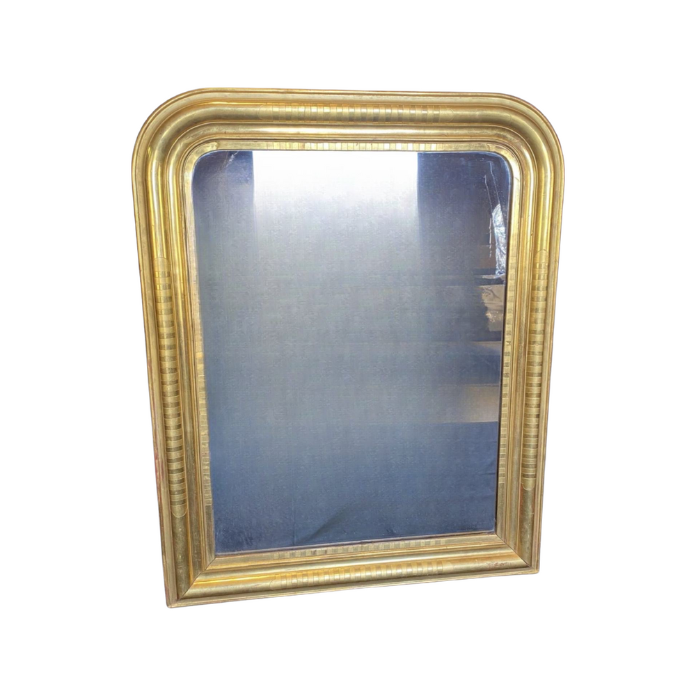 Antique French Gilt Louis Philippe Floor Mirror with Carved Bow at 1stDibs