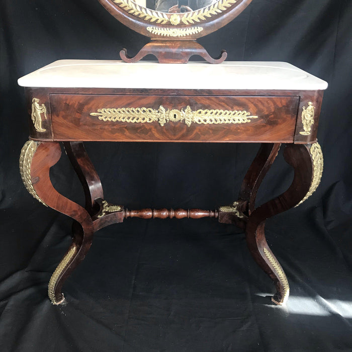French Dressing Table with Marble Top - Bottom View - For Sale