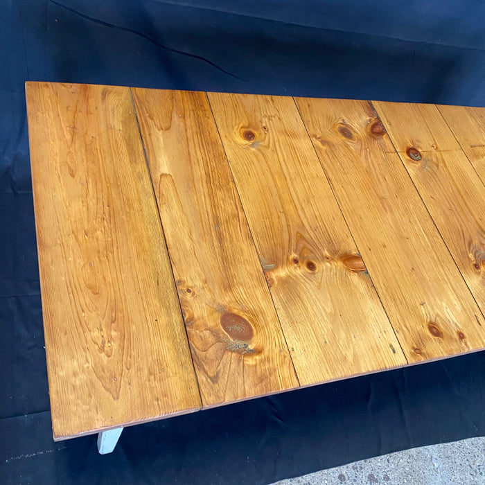 Antique Pine Farmhouse Dining Table - Detail Top View - For Sale