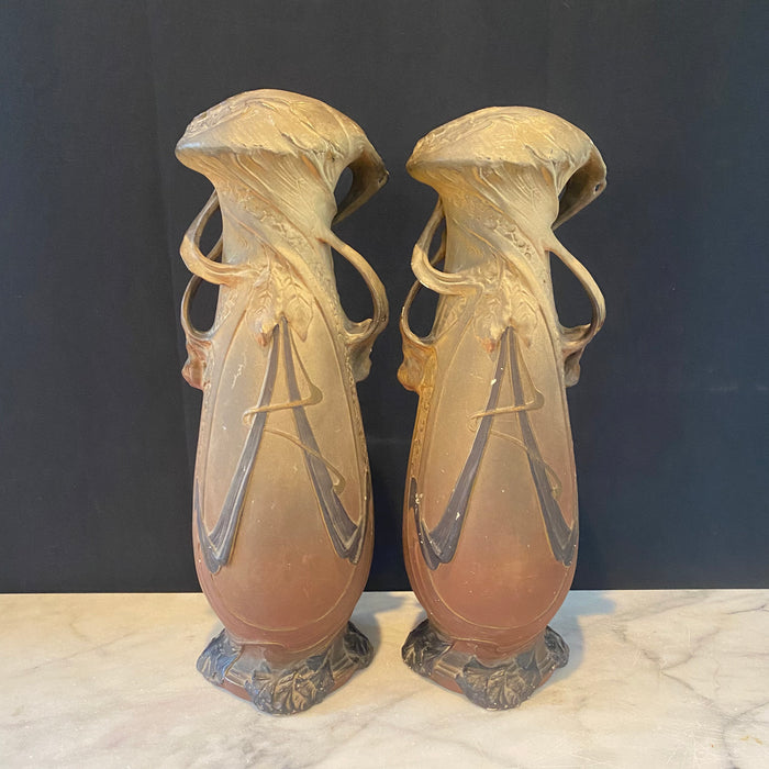 French Pair of Art Nouveau 19th Century Porcelain Vases