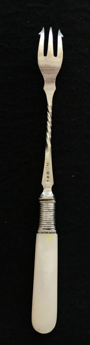 French Silver and Mother of Pearl Pickle Fork or Serving Fork