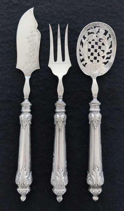 French Silver Hors D'Oeuvres Set 3 Piece. Gorgeous and detailed! for sale
