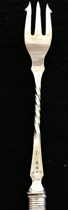 French Silver and Mother of Pearl Pickle Fork or Serving Fork