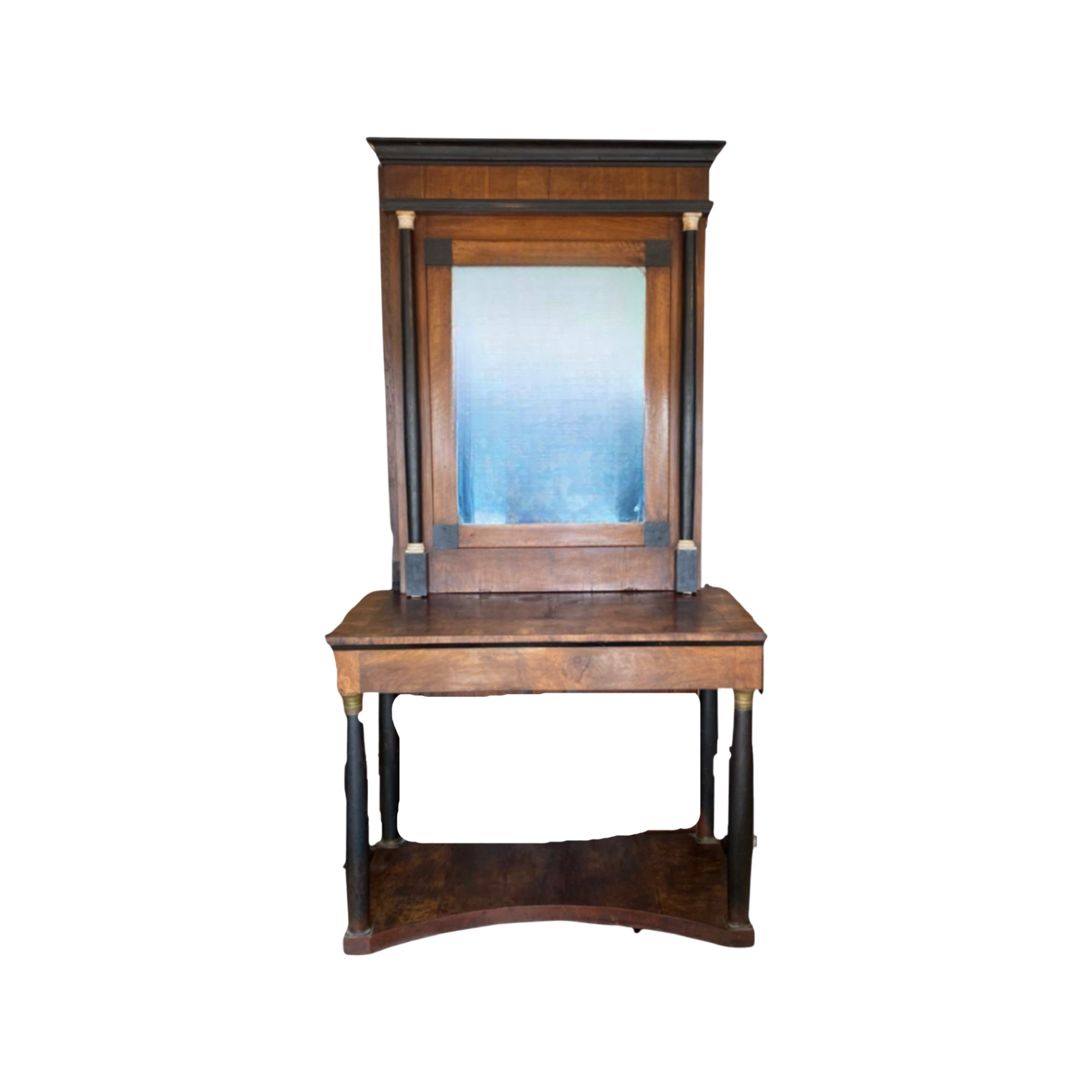 journalstandardFurniture OLD ELMMIRROR 鏡 19th Century French Directoire Mirror and Console with Ebony