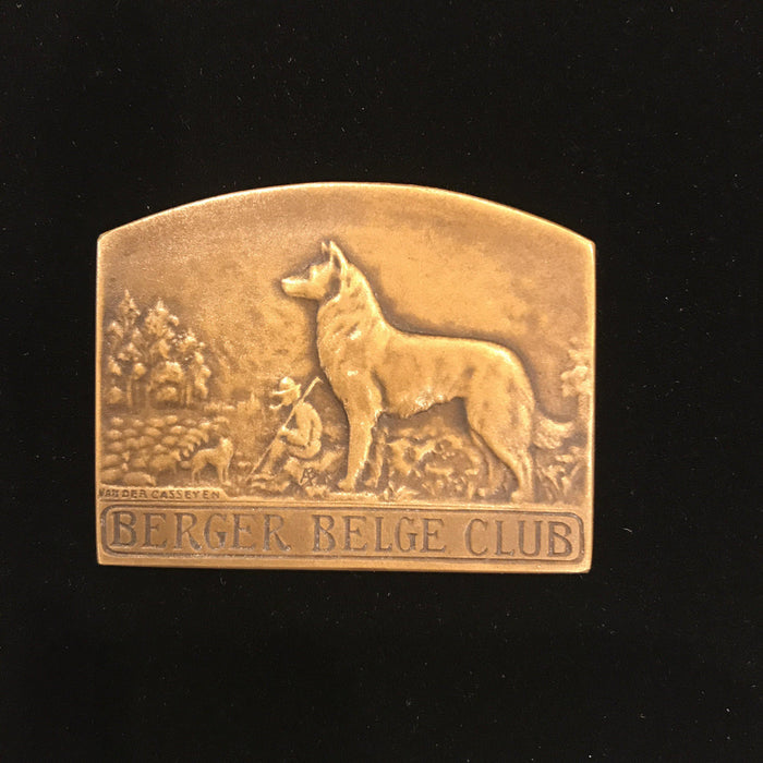 antique 1930 gold french dog medal berger belge club for sale belgian sheepdog