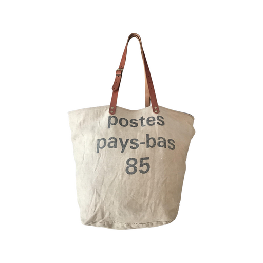 Purse/Bag made from Vintage Belgian postal bag, leather straps, red British Bank pocket