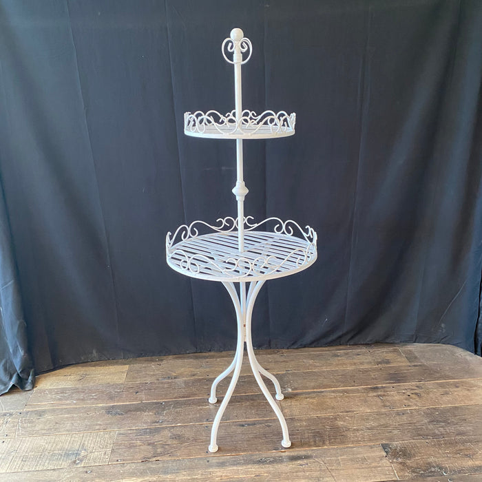 English Late Victorian Two Tier Iron and Wire Garden Plant Stand