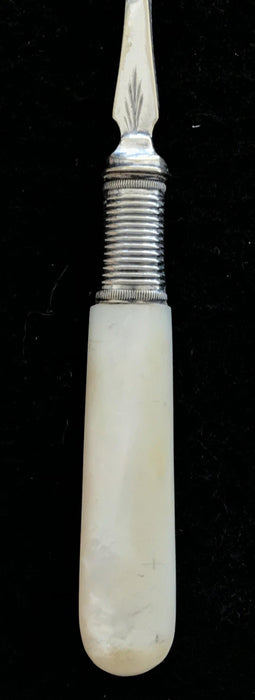 French Silver and Mother of Pearl Pickle Fork or Serving Fork
