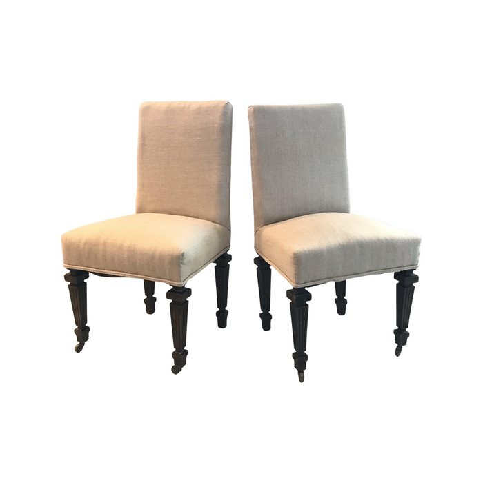 Pair French Napoleon III Chairs reupholstered original paint and frame