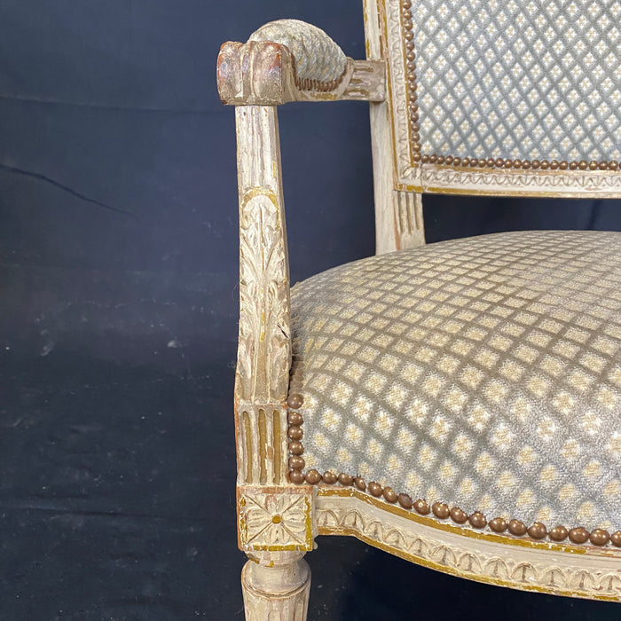 Pair of French Louis XVI Period Chairs with Original White Paint and N —  The Art of Antiquing